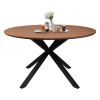 53" Mid-Century Modern Round Dining Room Table for 4-6 Person W/Solid Metal Legs, Walnut