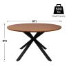 53" Mid-Century Modern Round Dining Room Table for 4-6 Person W/Solid Metal Legs, Walnut