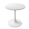 32"Modern Round Dining Table with Printed White Marble Table Top; Metal Base Dining Table;  End Table Leisure Coffee Table