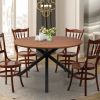 53" Mid-Century Modern Round Dining Room Table for 4-6 Person W/Solid Metal Legs, Walnut