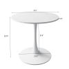 32"Modern Round Dining Table with Printed White Marble Table Top; Metal Base Dining Table;  End Table Leisure Coffee Table