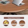 53" Mid-Century Modern Round Dining Room Table for 4-6 Person W/Solid Metal Legs, Walnut