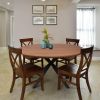 53" Mid-Century Modern Round Dining Room Table for 4-6 Person W/Solid Metal Legs, Walnut