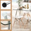 Modern Glass Rectangular Dining Table with Metal Legs