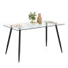 Modern Glass Rectangular Dining Table with Metal Legs
