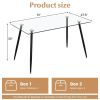 Modern Glass Rectangular Dining Table with Metal Legs