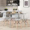 Modern Glass Rectangular Dining Table with Metal Legs