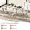 Modern Glass Rectangular Dining Table with Metal Legs