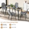 Modern Glass Rectangular Dining Table with Metal Legs