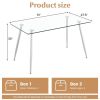 Modern Glass Rectangular Dining Table with Metal Legs